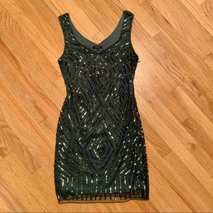 Emerald Green Sequin Flapper Dress
